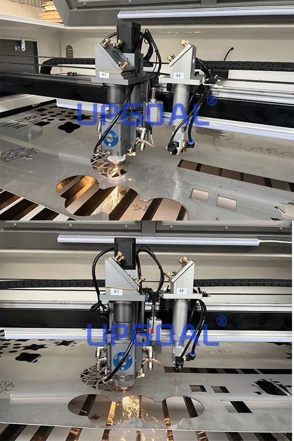 Mixed Live Focus Metal Non Metal CO2 Laser Cutter Machine with Dual Head 300W & 90W 1300*900mm for Stainless Steel/Carbon Steel/Wood/Acrylic